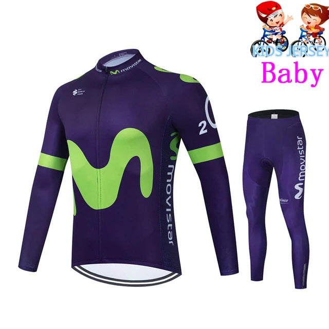 Ensemble de maillot de cyclisme thermique pour enfants