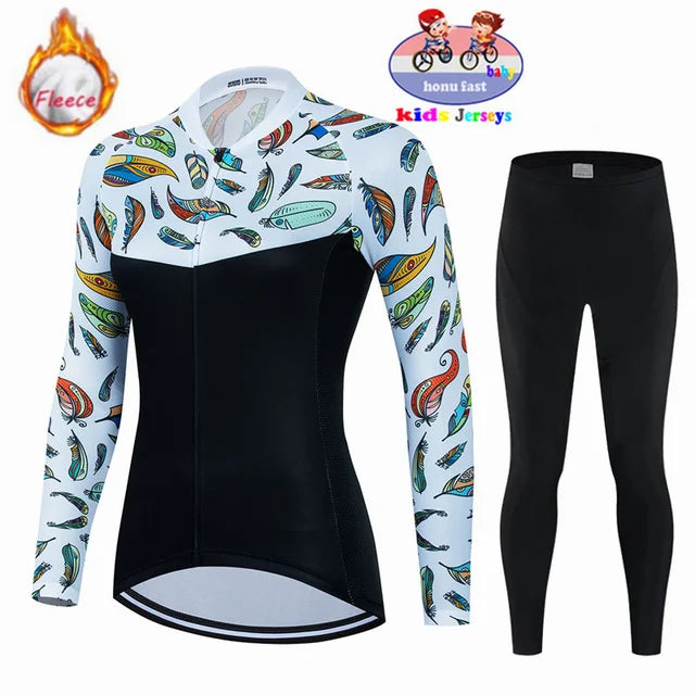 Ensemble de maillot de cyclisme thermique pour enfants
